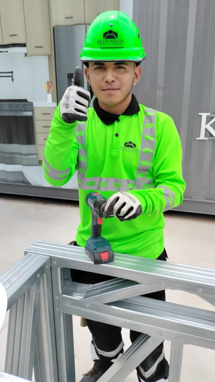 Technician working on MEP-ready assembly