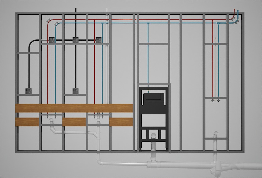 MEP-ready wall assembly
