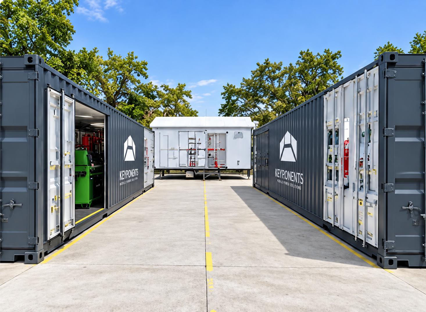 Contenedores Mobile Factory organizados alrededor de un patio de producción en sitio