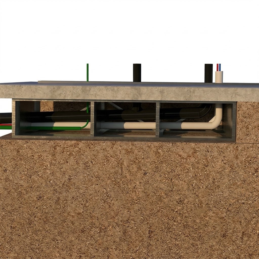 Waste Line Manifolds coordinating drainage connections below a slab